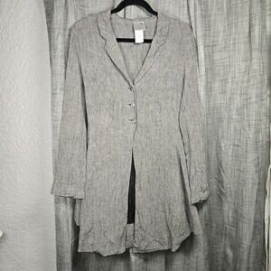 Lilith France Small Avantgarde Button Up Flared Jacket Coat Long Blazer Grey